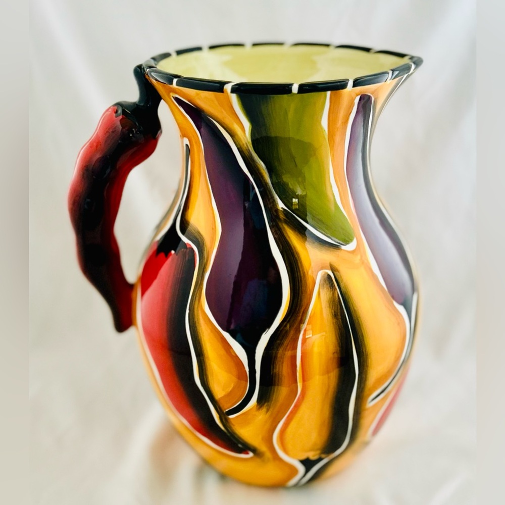 CHILI PEPPER CLAY ART  " CAYENNE " STONELITE PITCHER 2003 HAND-PAINTED